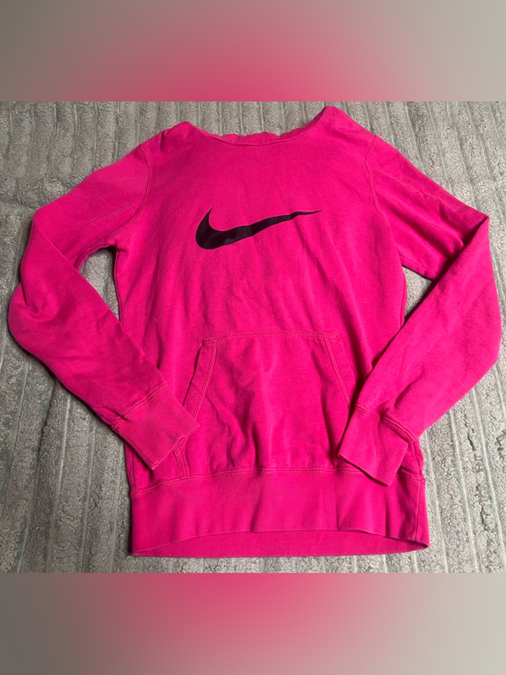 Nike Women's Hot Pink Crewneck Sweatshirt with Black Swoosh